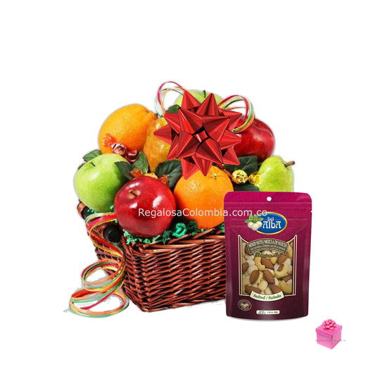 envío de frutas a Colombia, regalo con frutas económico en Colombia, enviar canasta pequeña de frutas a Bogotá, enviar regalo saludable a Colombia, enviar canasta de frutas a Bogotá regalos saludables