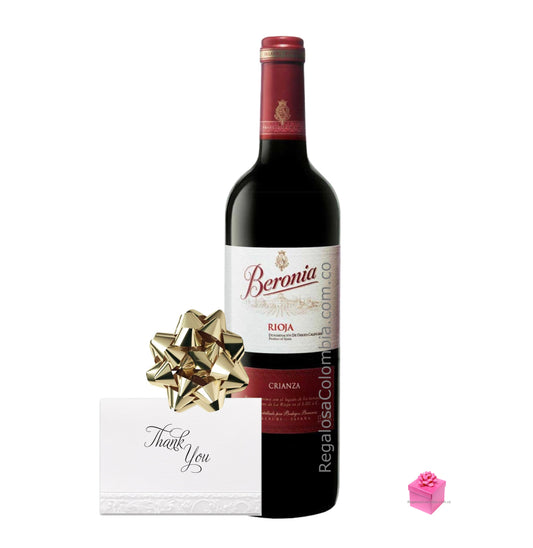 Botella de Vino español Beronia Rioja Crianza 750 ml. Envíos a toda Colombia. Regalos a Colombia