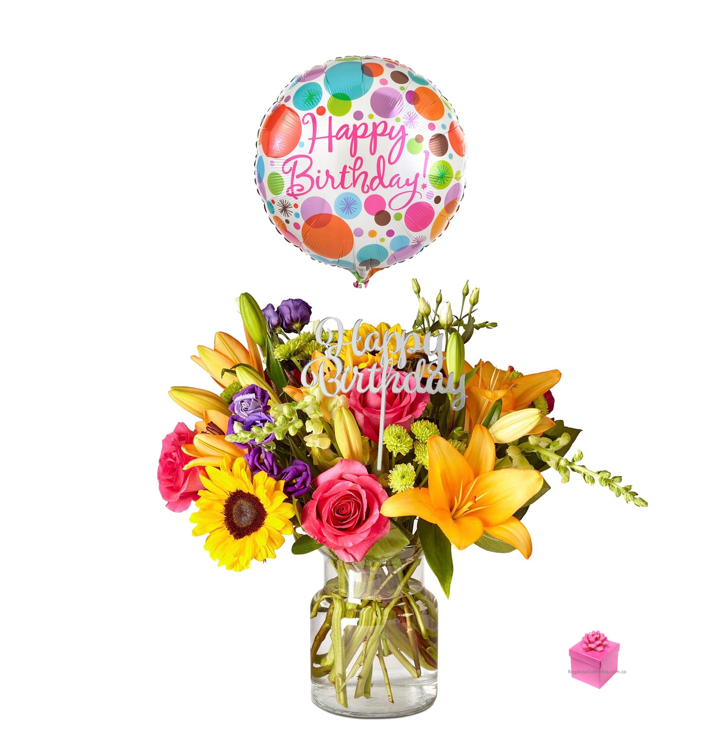 Flores Happy Birthday, Envío de flores de cumpleaños a Colombia, Enviar flores de cumpleaños a Colombia, Entrega de flores de cumpleaños en Bogotá a domicilio, Floristerías a domicilio en Bogotá, flores de cumpleaños, Flores a Colombia, Arreglos de flores